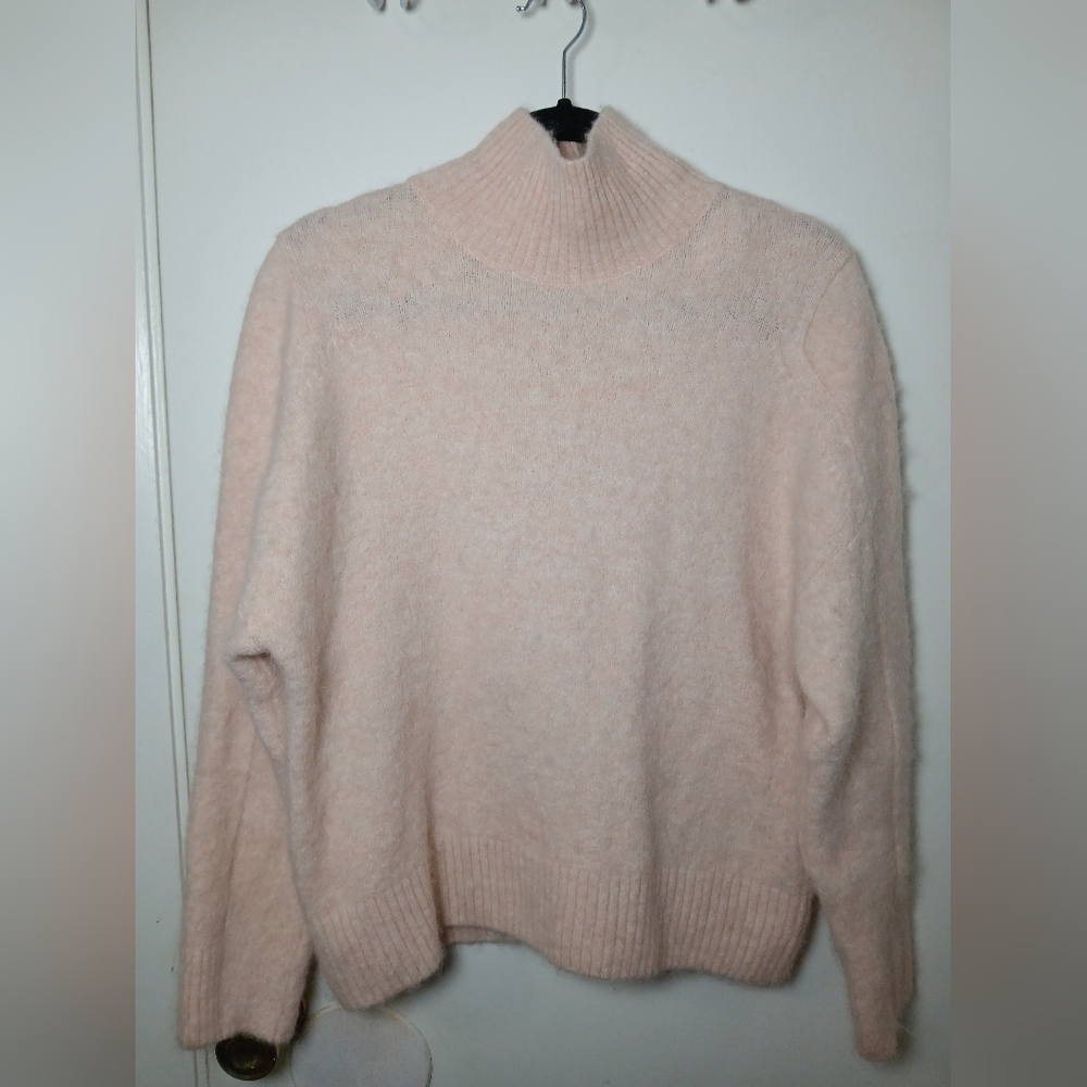 Maje Women's Pink Alpaca Wool Blend Turtleneck Sweater US Size Medium